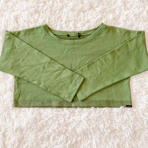 Koral Green Long Sleeve Cropped Athleisure Sweatshirt; SZ S; NWOT